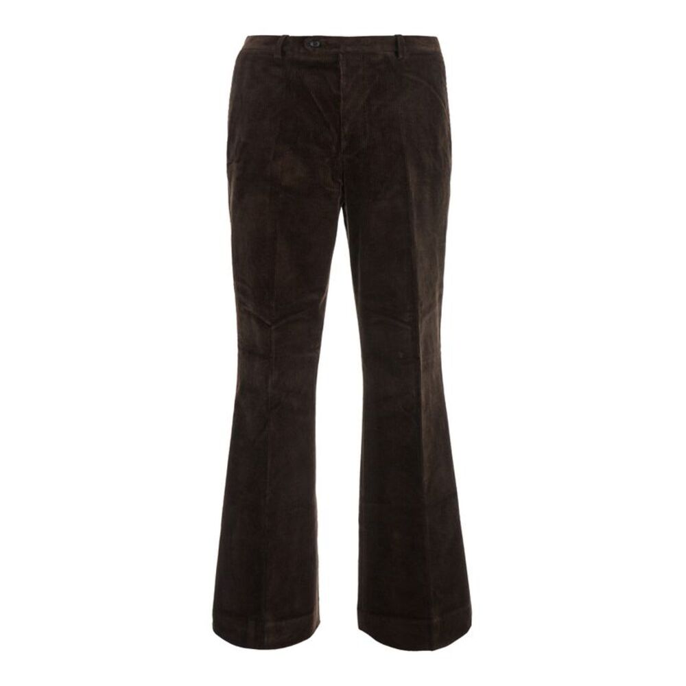 Tonywack Men Brown Unisex Flared Corduroy Pants With Cotton